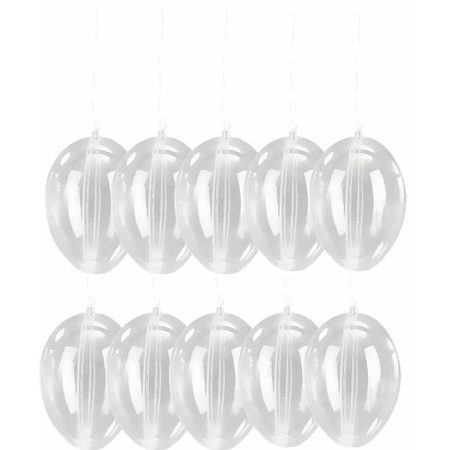Set van 10 Paasdecoratie plastic ei hangers 10 cm