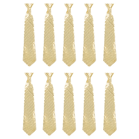 Set van 10x gouden pailletten stropdassen 40 cm