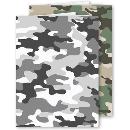 Set van 10x stuks A4 schoolschriften gelinieerd camouflage grijs en groen