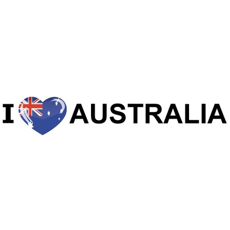 Set van 10x stuks i Love Australia vlag sticker 19.6 cm