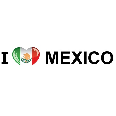 Set van 10x stuks i Love Mexico vlag sticker 19.6 cm