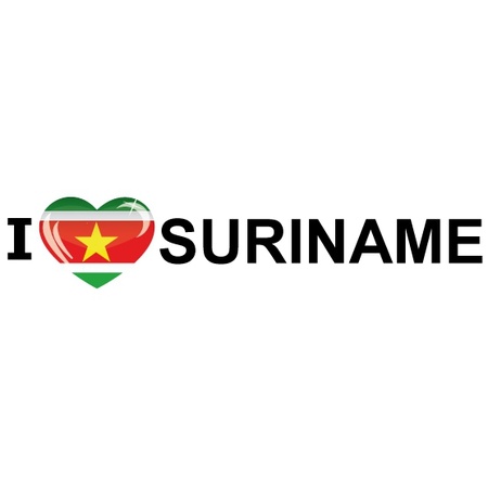 Set van 10x stuks i Love Suriname vlag sticker 19.6 cm