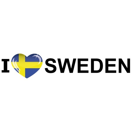 Set van 10x stuks i Love Sweden vlag sticker 19.6 cm