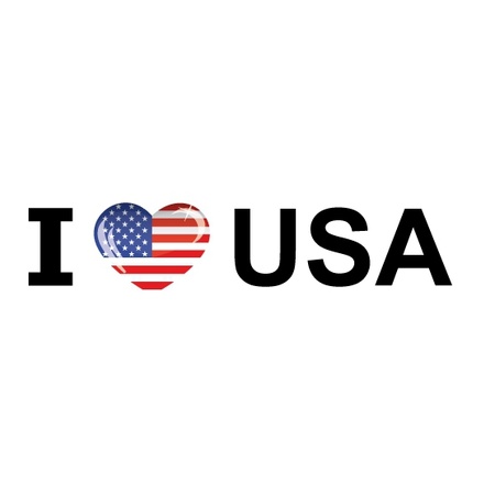 Set van 10x stuks i Love USA vlag sticker 19.6 cm