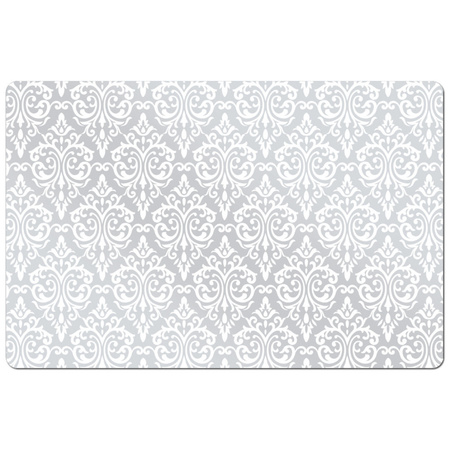 Set van 10x stuks rechthoekige placemats met witte barok print 43,5 x 28,5 cm