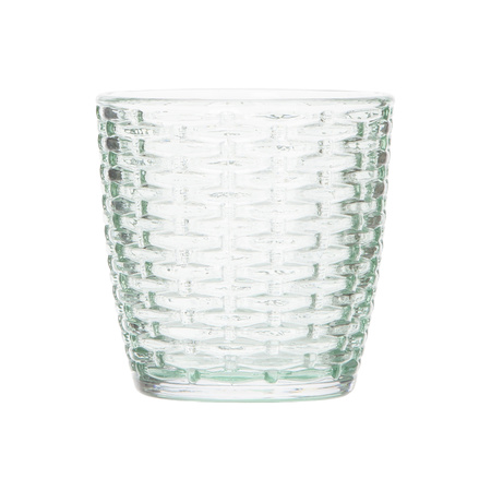 Set of 10x pieces tealight holders glas mint green 9 x 9 cm stone motif 