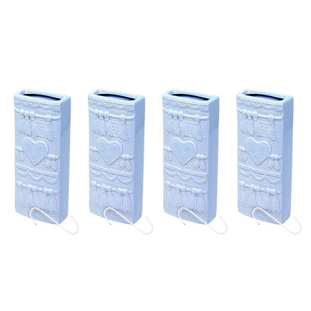 Set of 12x pieces water evaporators rectangle heart design baby blue 19 cm