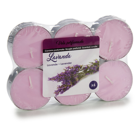 Set of 18x maxi scented candles / tea lights lavender 10 burning hours