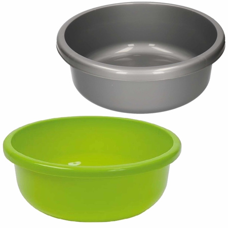 Set of 2 basin in green and grey color 9 litre 36 x 13 cm