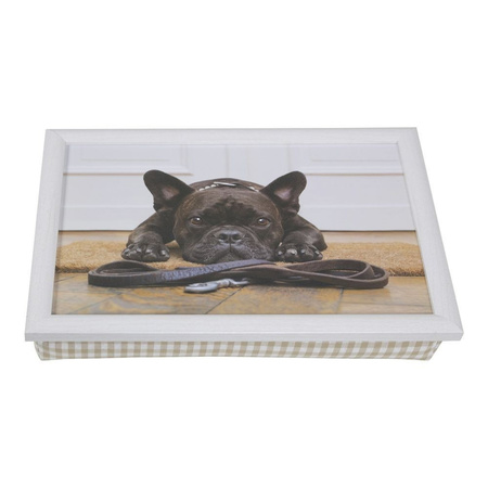 Set van 2 schootkussens/laptrays schattige Franse bulldog honden print 43 x 33 cm 