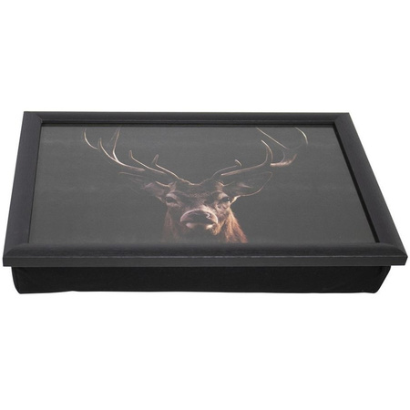 Set of 2 laptrays black deer print 43 x 33 cm