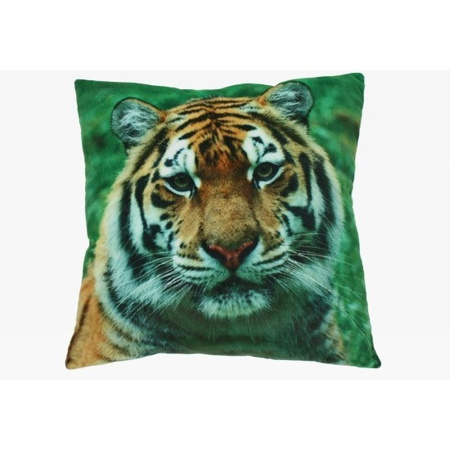 2x Pillow/cushion with tiger print 35 x 35 cm