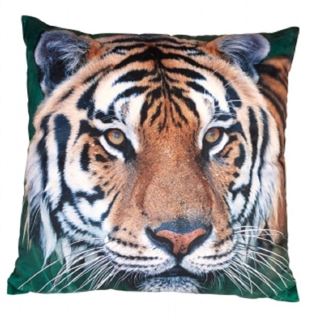 2x Pillows/cushions with tiger print 40 x 40 cm