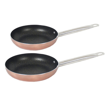 Set of 2 aluminum frying pans rosegold 20 cm and 26 cm