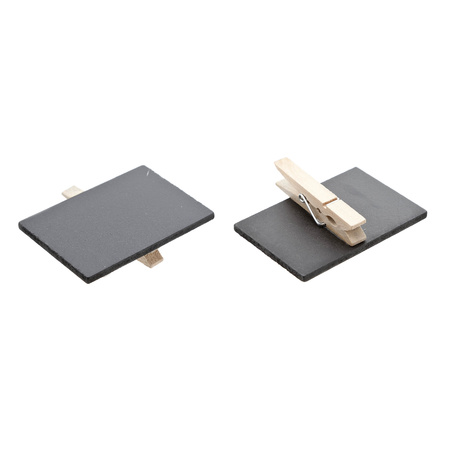Set of 24x memo chalkboards on a wooden clip 6 x 4 cm