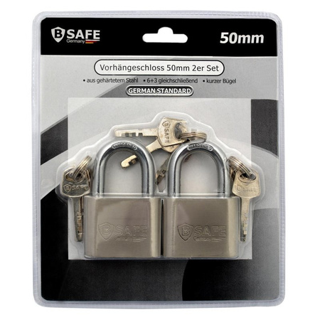Set of 2x padlocks with short shackle equally coded 5 x 7.5 cm