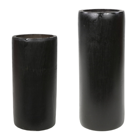 Set van 2x kaarshouders/waxinelichthouders bamboe grijs/groen 16 en 20 cm