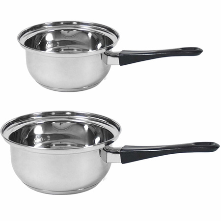 Set of 2 stainless steel saucepans 18 cm and 14 cm