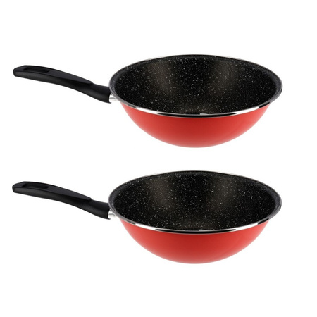 Set of 2x pieces aluminum frying pan with non-stick coating 28 cm