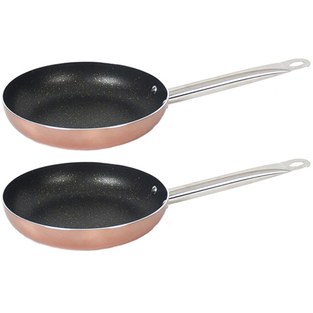 Set of 2x pieces aluminum rose gold frying pans Kerr with non-stick coating 30 cm