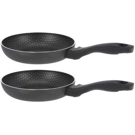 Set of 2x pieces aluminum black small frying pans Mare with non-stick coating 19 cm