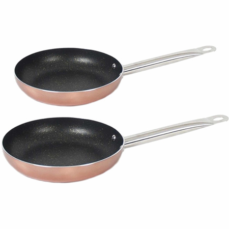 Set of 2x aluminum black small frying pans Kerr with non-stick coating 20 and 24 cm