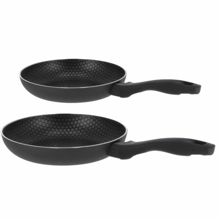 Set of 2x aluminum black small frying pans Mare with non-stick coating 20 and 28 cm