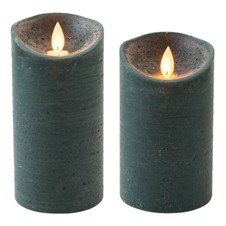 Set van 2x stuks Antiek Groen Led kaarsen met bewegende vlam