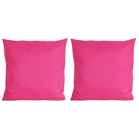 Set van 2x stuks bank/Sier kussens voor binnen en buiten in de kleur fuchsia roze 45 x 45 cm Tuinkus