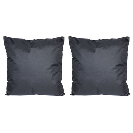 Set van 2x stuks bank/Sier kussens voor binnen en buiten in de kleur zwart 45 x 45 cm Tuinkussens vo