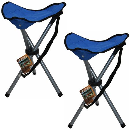 Set of 2x pieces blue foldable lightweight campingstools/fishingstools 31 x 50 cm