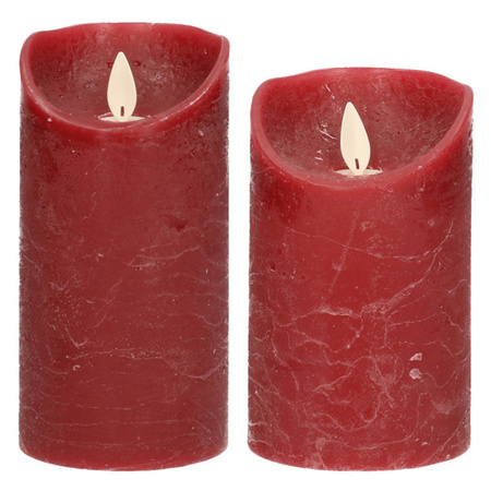 Set van 2x stuks Bordeaux rood Led kaarsen met bewegende vlam