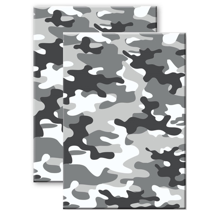 Set van 2x stuks camouflage/legerprint luxe schrift/notitieboek grijs gelinieerd A4 formaat