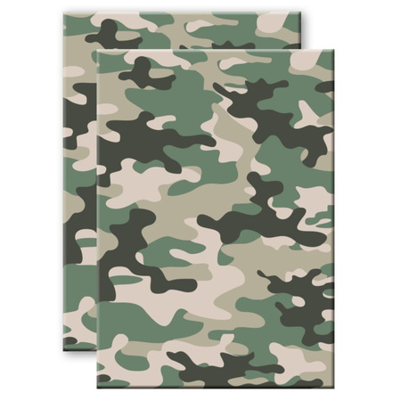 Set van 2x stuks camouflage/legerprint wiskunde schrift/notitieboek groen ruitjes 10 mm A4 formaat