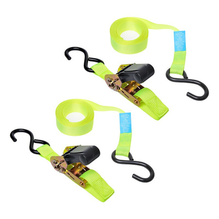 Set of 2x pieces caravan/camper bike straps with rattel and hooks 500 cm