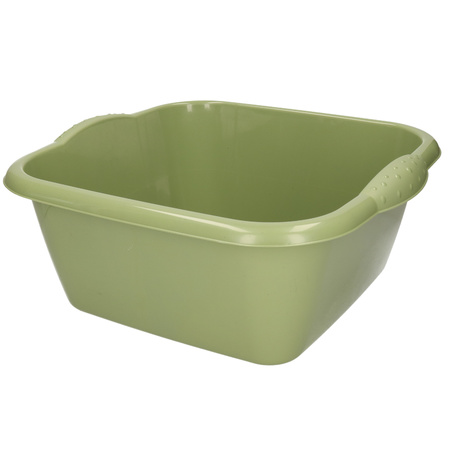 Set van 2x stuks groene afwasbak/afwasteil vierkant 15 liter 42 cm