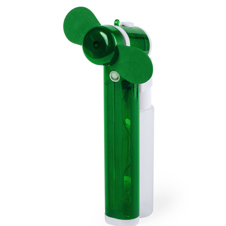 Set van 2x stuks groene hand ventilators met water verdamper 16 cm