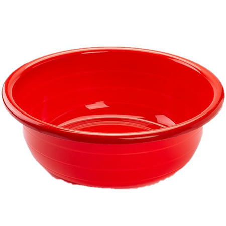Set of 2x pieces large plastic wash tub round 20 liter red