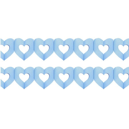 Set van 2x stuks hartjes slingers geboorte jongen blauw 3 meter