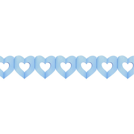 Set van 2x stuks hartjes slingers geboorte jongen blauw 3 meter