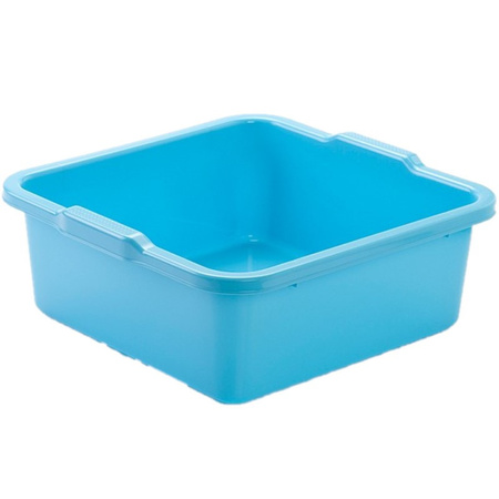 Set of 2x pieces plastic wash tub square 11 liter blue