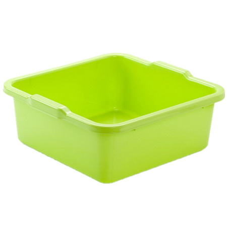 Set of 2x pieces plastic wash tub square 11 liter green