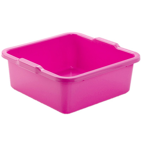 Set van 2x stuks kunststof teiltje/afwasbak vierkant 11 liter roze