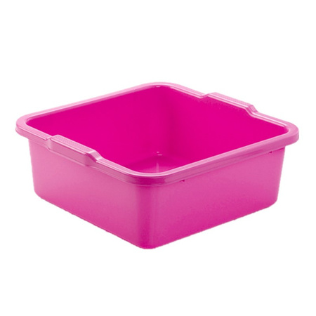 Set van 2x stuks kunststof teiltje/afwasbak vierkant 8 liter roze