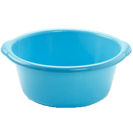 Set of 2x pieces plastic wash tubs round 6 liter blue