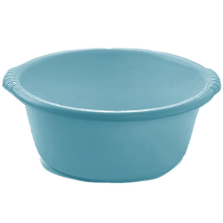 Set of 2x pieces plastic wash tubs round 6 liter turquois