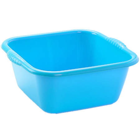 Set van 2x stuks kunststof teiltjes/afwasbakken vierkant 6 liter blauw