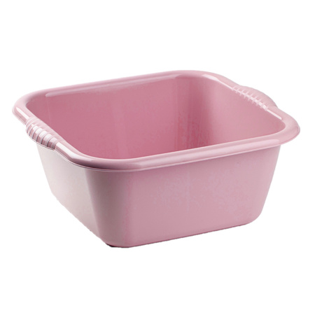 Set of 2x pieces plastic wash tubs square 6 liter old pink