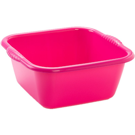 Set of 2x pieces plastic wash tubs square 6 liter pink