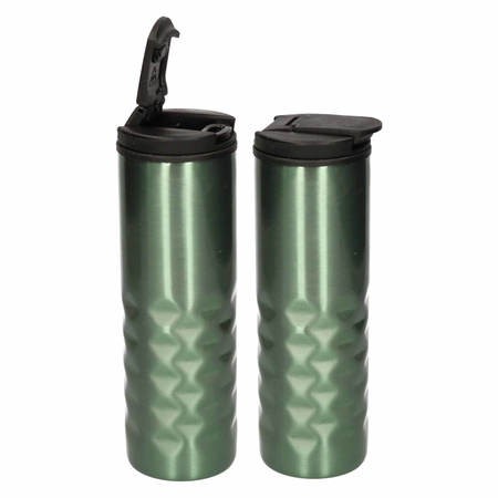 Set of 2x pieces mint green stainless steel vacuum flask 400 ml 